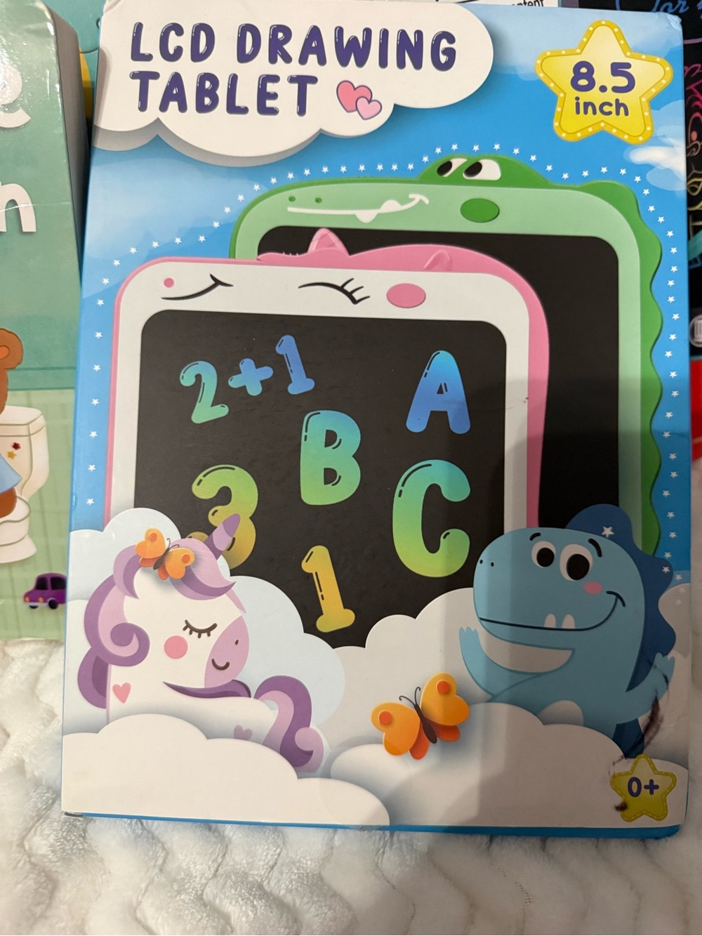 LCD Drawing Tablet 8.5" Kids Electronic Writing Pad - Pastel Pink & Green - Picture 2 of 5